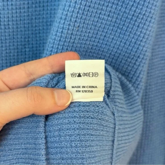 Alashan‎ Cashmere Waffle-Knit Quarter-Zip Sweater Blue Medium Pullover Luxury